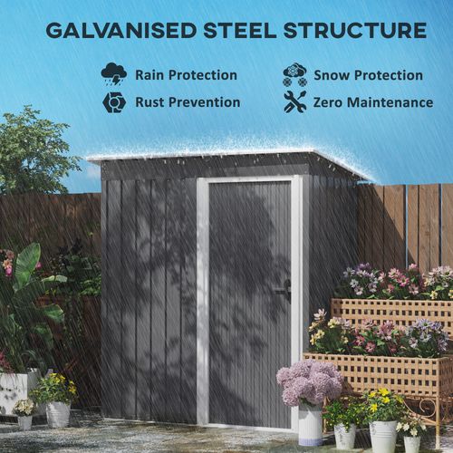 Outsunny 5 x 3ft Garden Storage Shed Sliding Door Sloped Roof Tool, Grey