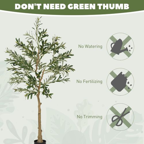 HOMCOM Indoor Artificial Plant, Faux Potted Silk Olive Tree, 150cm