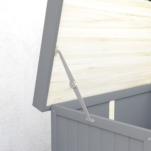 Outsunny Wooden Garden Storage Shed w/Hinged Roof and Shelf, Grey