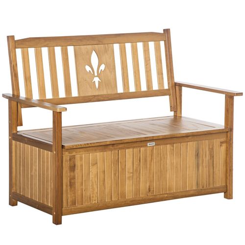 2 Seater Wood Garden Storage Bench Outdoor Storage Box Natural