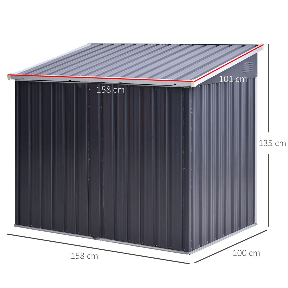 Heavy-Duty Steel Garden Storage Shed | Double Door & Lid | Trash Can Cover