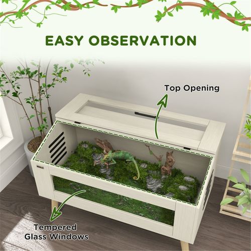 Reptile Box for lizards, horned frogs, snakes, chameleons and other reptiles Oak tone 60H x 100L x 50Wcm