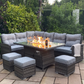 Boston - Casual Dining Set with Firepit (Dark Grey)